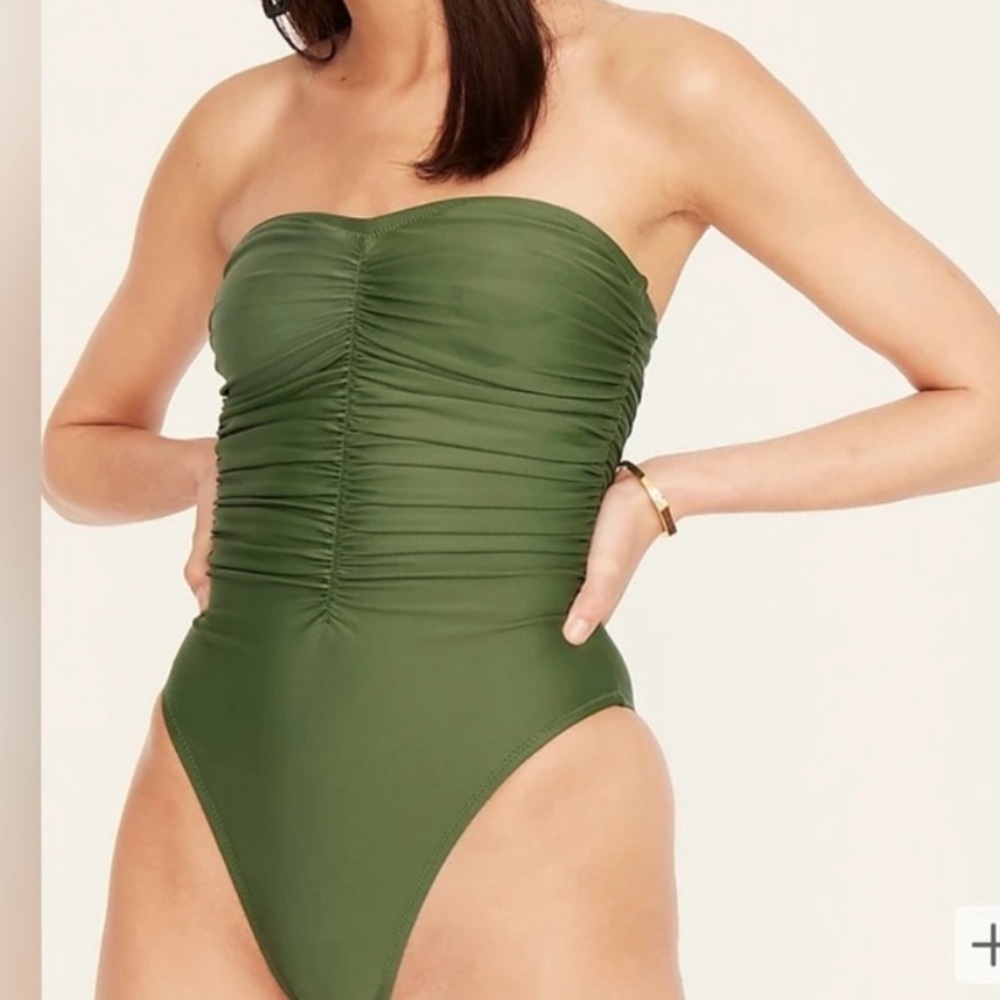 J.Crew Ruched Sweetheart One Piece Swimsuit Safari Green Size 22 BNWT